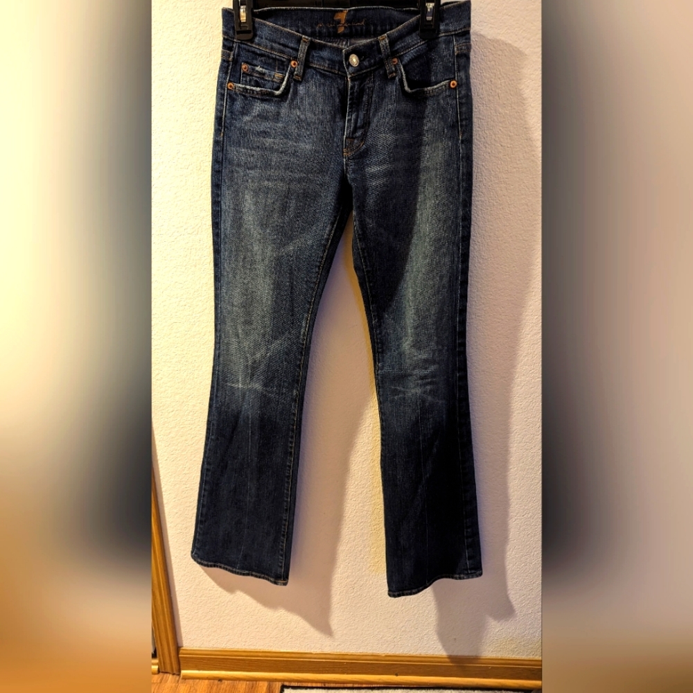 For All Mankind Woman's Bootcut Jeans Blue Low Rise Destress bottoms
